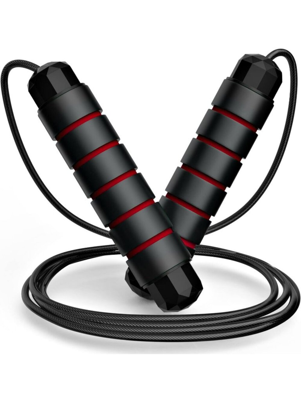 Speed Red Jump Rope Adjustable Tangle Free Cable Foam Handles Workout